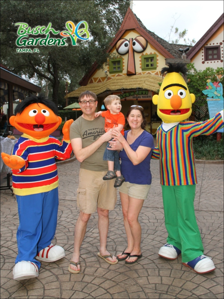 Family at Busch Gardens with Bert and Ernie